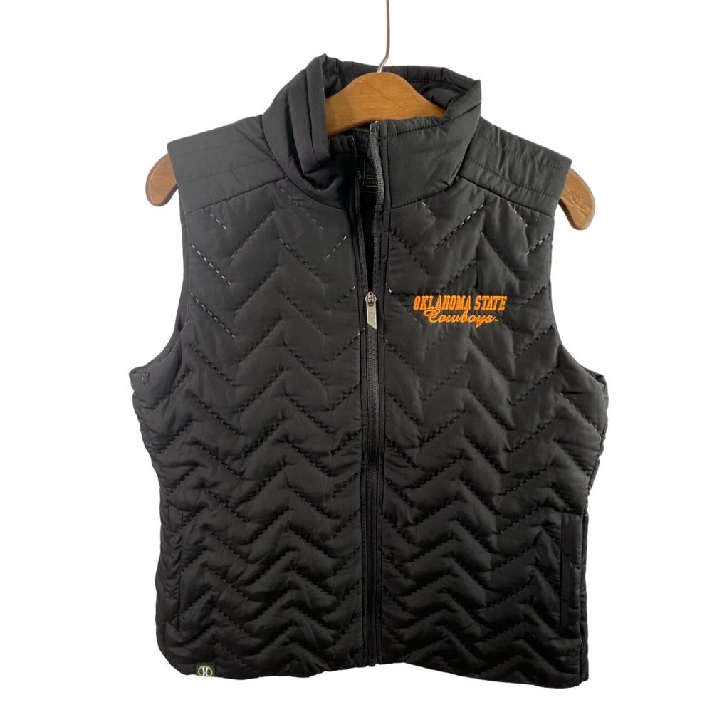 Halloway Full Zip Repreve Eco Quilted Vest Womens M Oklahoma Cowboys Black NEW
